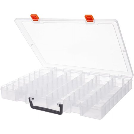48 Grids Transparent Polypropylene(PP) Storage Box Organizer for Cosmetics Jewelry Beads Pills Crafts Rectangle Clear 35.7x27.8x4.25cm Inner Diameter: 5.75x3.1cm