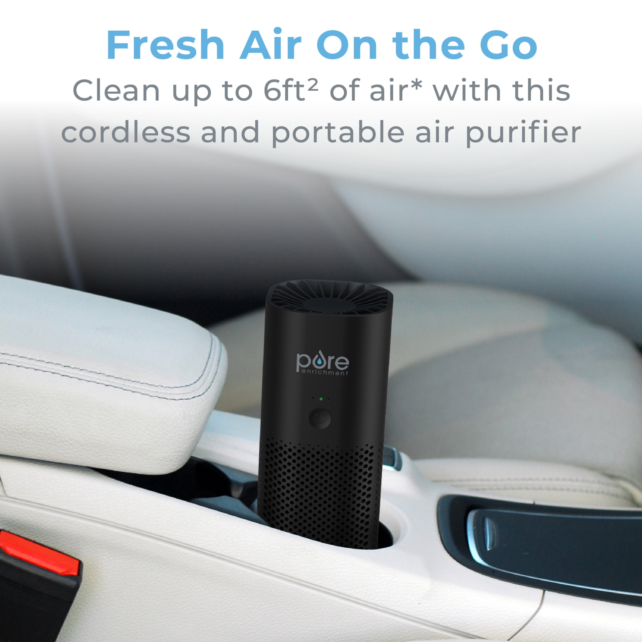 Pure Enrichment PureZone Mini Portable Air Purifier - Cordless True HEPA Filter Cleans Air & Eliminates 99.97% of Dust, Odors, & Allergens Close to You - Cars, School, & Office (Black)