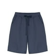thumbnail image 2 of up to 60% off Gifts Usmixi Womens Elastic Waist Shorts Casual Solid Plus Size Loose Straight Leg Short Pants Summer Comfy Lightweight Pocket Shorts with Drawstring Dark Blue XXXXXL, 2 of 3