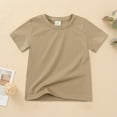thumbnail image 2 of DXOUPM Kids Shirts Children's T Shirt Solid Color Short Sleeved Bottoming Shirt Boys and Girls Outside Cotton T Shirt Round Neck T Shirts Tops Brown 100, 2 of 3