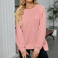 thumbnail image 5 of Womens Long Sleeve Pullover, Crewneck Sweatshirts for Women Fall Fashion Athletic Loose Fit Solid Color Sweaters S-2XL, 5 of 7