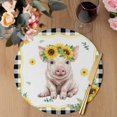 thumbnail image 3 of Sunflower Pig Round 13 Inch Placemats Set of 2, Summer Eucalyptus Black Buffalo Plaid HeatResistant Non Slip Place Mats for Dining Table, Wipeable Braided Kitchen Table Mats for Housewarming, 3 of 9
