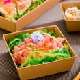 thumbnail image 3 of Matsuri Vision Kraft Paper Small Tetra Sushi Container - 3 3/4" x 3 3/4" x 1 1/2" - 100 count box, 3 of 3