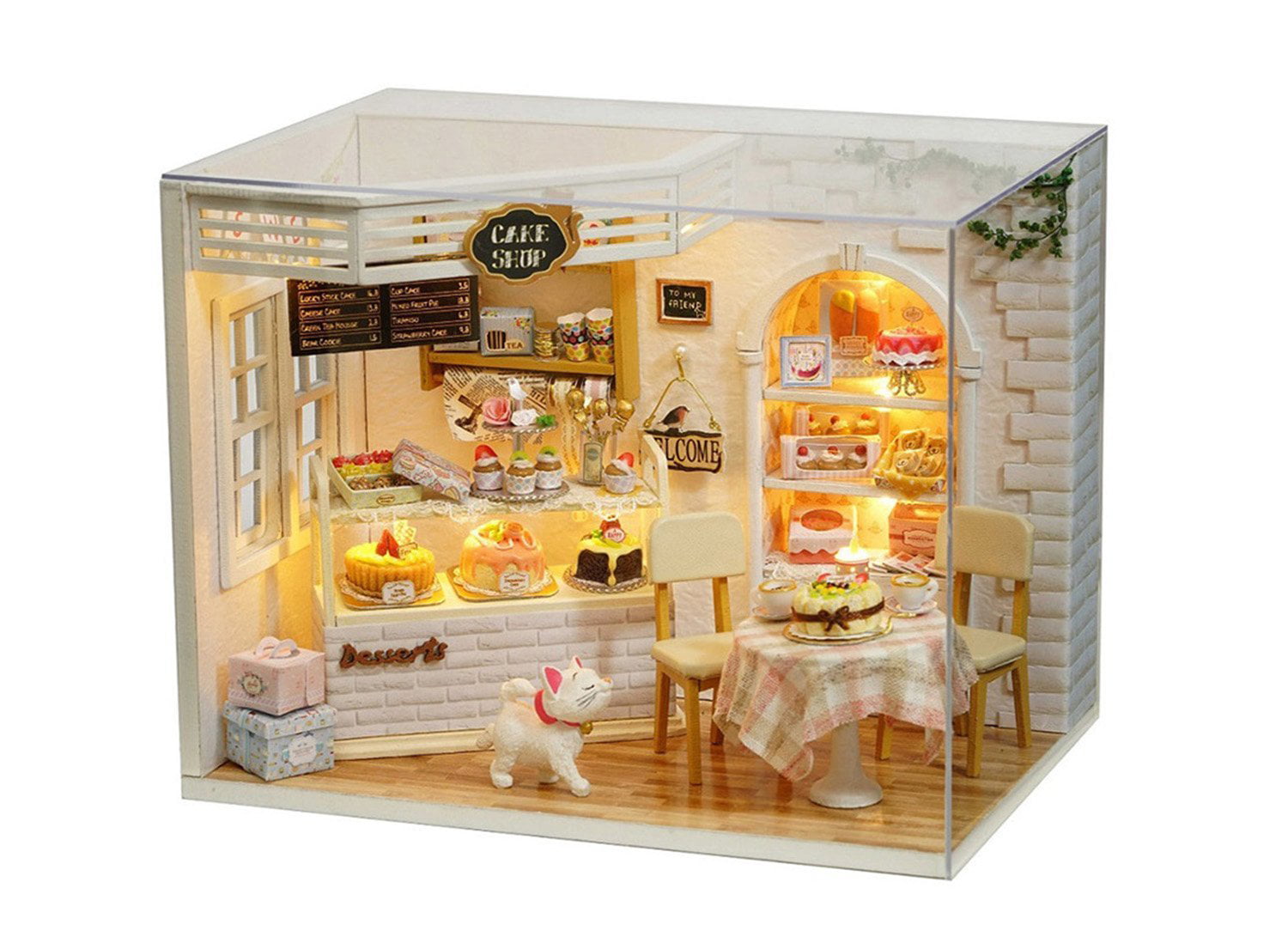 CuteBee Dollhouse Miniature with Furniture DIY Wooden DollHouse Kit Plus Dust 