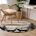thumbnail image 4 of Deer Silhouettes Round Area Rug 4Ft Washable Circle Rugs for Bedroom Dining Room, Trees Wooden Retro Art Farmhouse Non-Slip Carpet Floor Mats Indoor Outdoor Carpet Runner Aesthetic Home Decor, 4 of 8