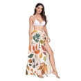 thumbnail image 2 of FORMRS Womens Long Sarong Beach Wrap Semi-Sheer Bikini Skirt Bathing Swimsuit Cover Up, Beige Retro Leaves, 2 of 7