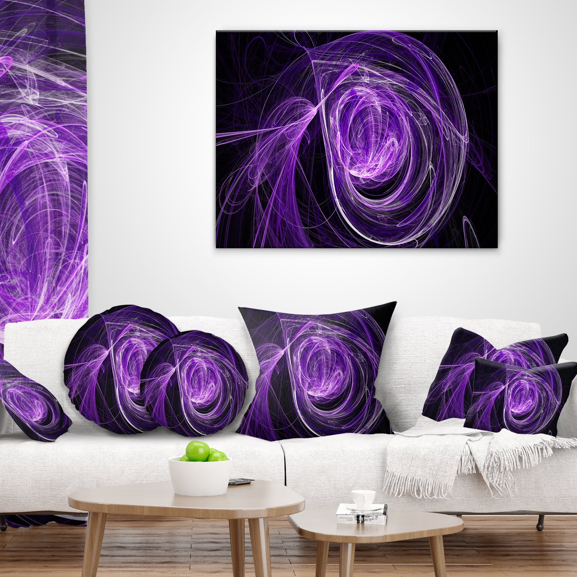 Designart Purple Ball of Yarn - Abstract Throw Pillow - 12x20