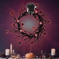 thumbnail image 6 of EUDIDV Ghost Lights Black Halloween Door Wreath With Rose 15in Halloween Wreath For Front Door Black Wreath For Gothic Halloween Home Decor Decorative Lights, 6 of 7