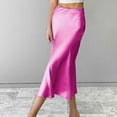 thumbnail image 2 of Prolriy Satin Skirt 2023 Skirt European and American Drape Satin Mid Length High Waist Hip A Line Skirts for Women Pink1 M, 2 of 4