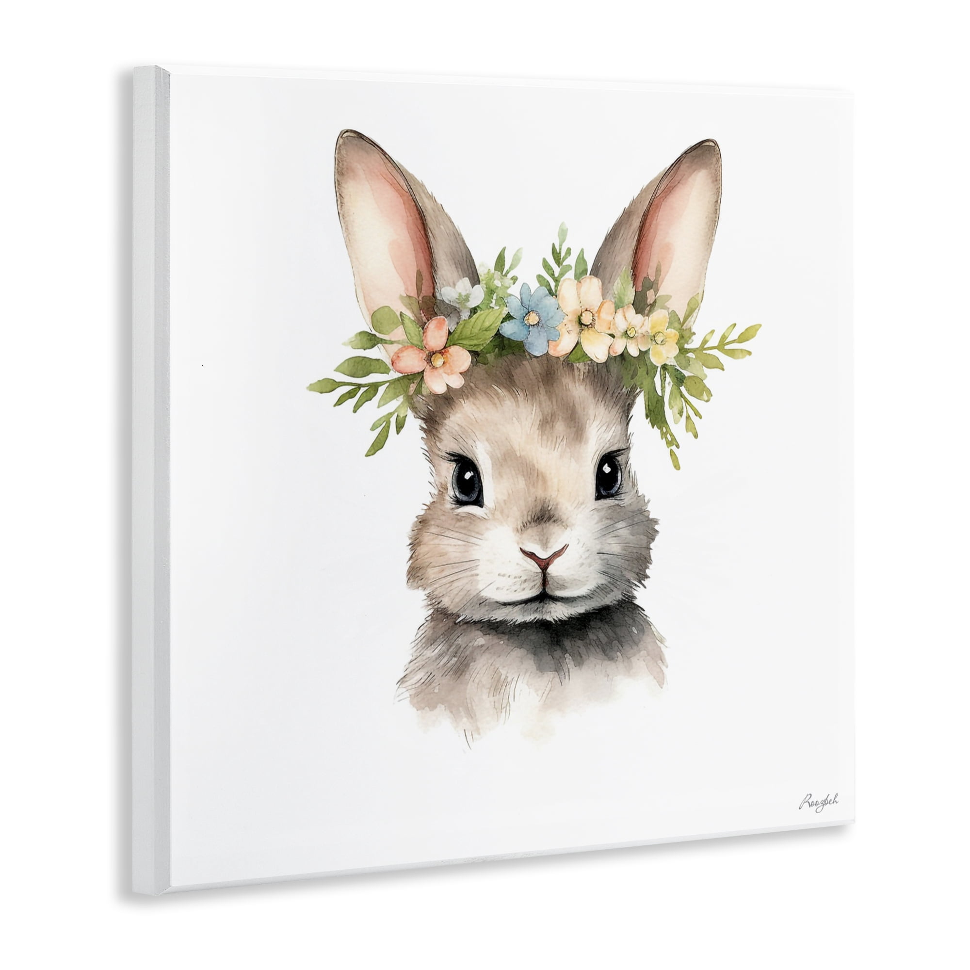 Stupell Industries Woodland Rabbit Flower Crown Wall Plaque Art, design by Roozbeh
