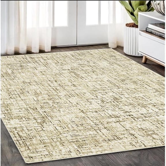 HomeRoots 575574 5 x 8 ft. Abstract Rectangle Area Rug, Ivory & Brown