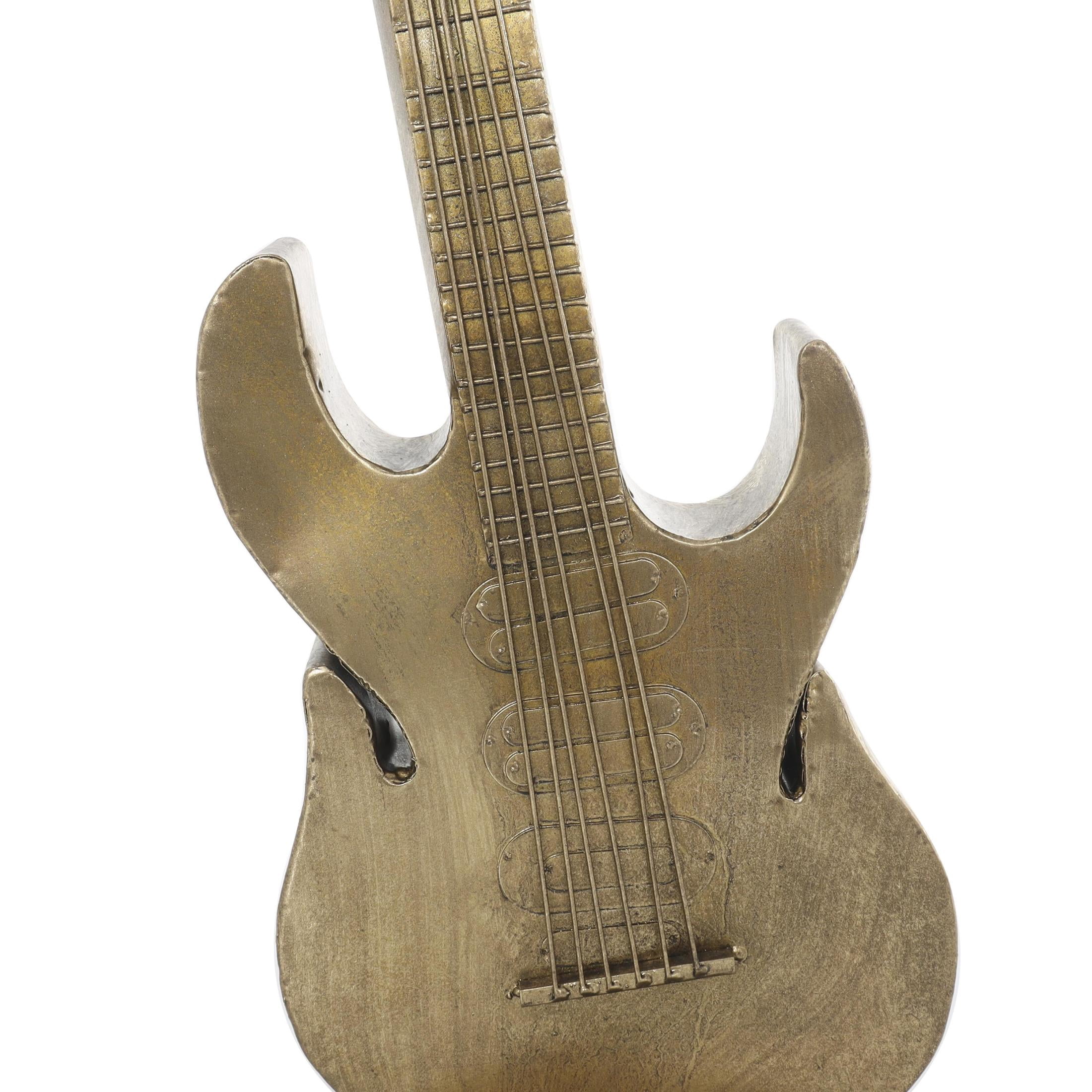 9" x 29" Multi Colored Metal Vibrant Guitar Sculpture with a Dripped Paint Design, by DecMode