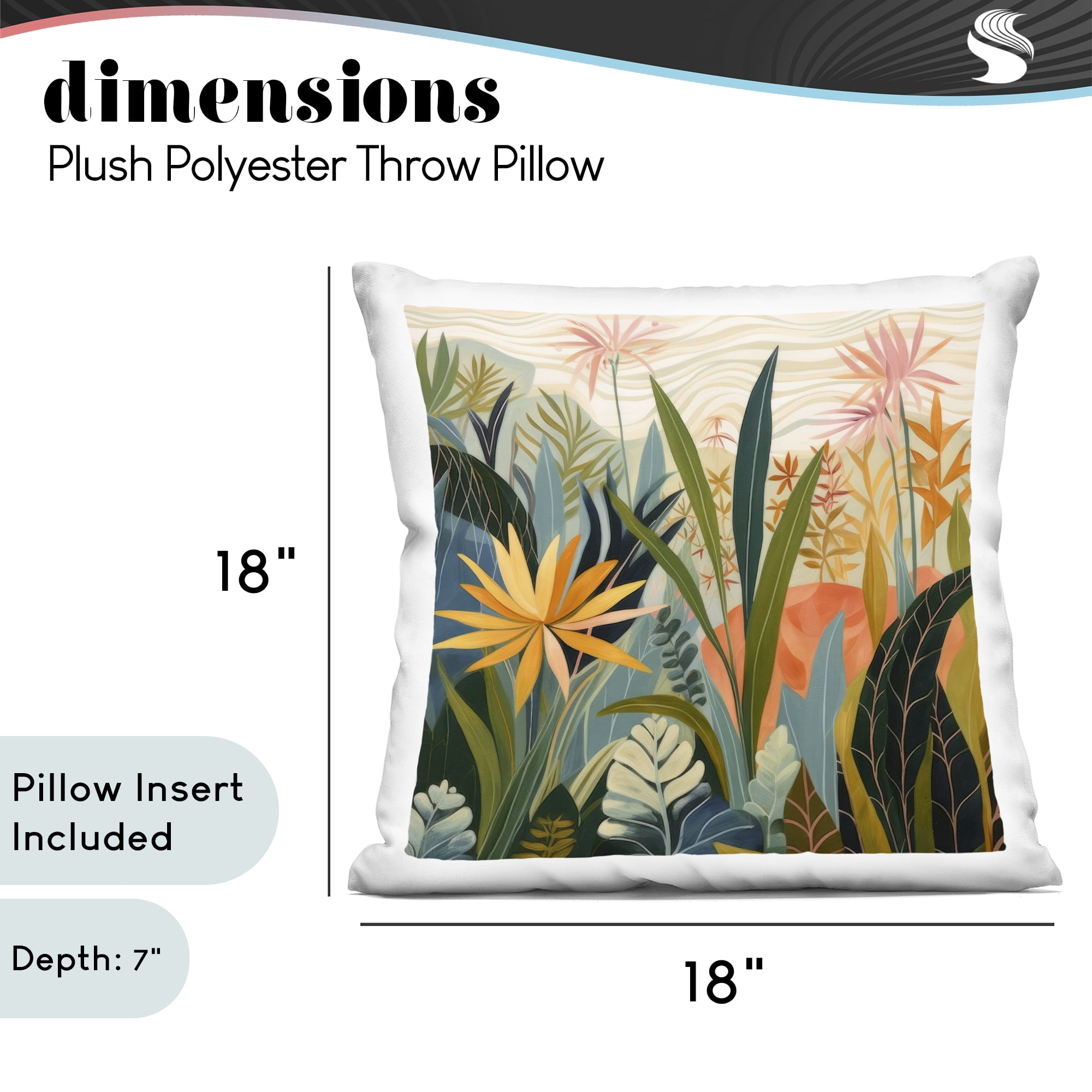 Stupell Industries Tropical Botanical Embrace Decorative Printed Throw Pillow, design by Lazar Studio, 18 x 7 x 18