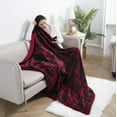 thumbnail image 2 of Elle Home Plush Sherpa Throw Blanket - Reversible Flannel Fleece, Silky Soft, Soft and Cozy, Blanket for Bed and Couch - Railroad Plaid Red - Size 50" x 70", 2 of 6