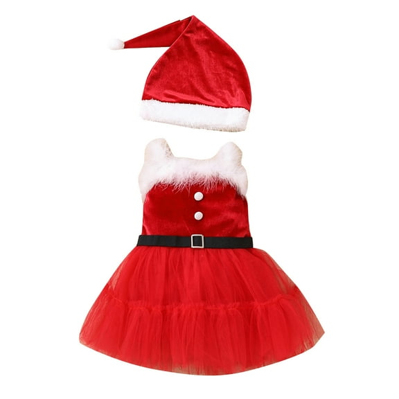 RIJOPUTY Baby Girls Christmas Dress Christmas 0-3 Months Girl 3t Christmas Dresses for Girls One Shoulder Dress Junior Dresses Toddler Clothes, Red 6-12 Months