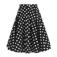 thumbnail image 3 of IBTOM CASTLE Women Pleated Vintage Skirt Floral Print A-Line Midi Skirts 50s Polka Dots Knee-Length Flared Swing Cocktail Party Dresses M Black - Polka Dots, 3 of 8