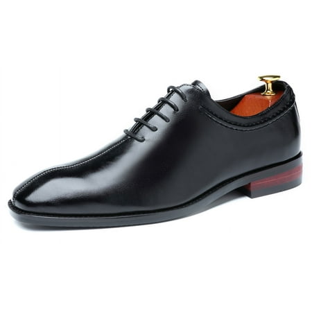 Santimon Mens Dress Shoes Leather Lace Up Oxford Shoes Casual Formal Business Shoes Black 10.5 US