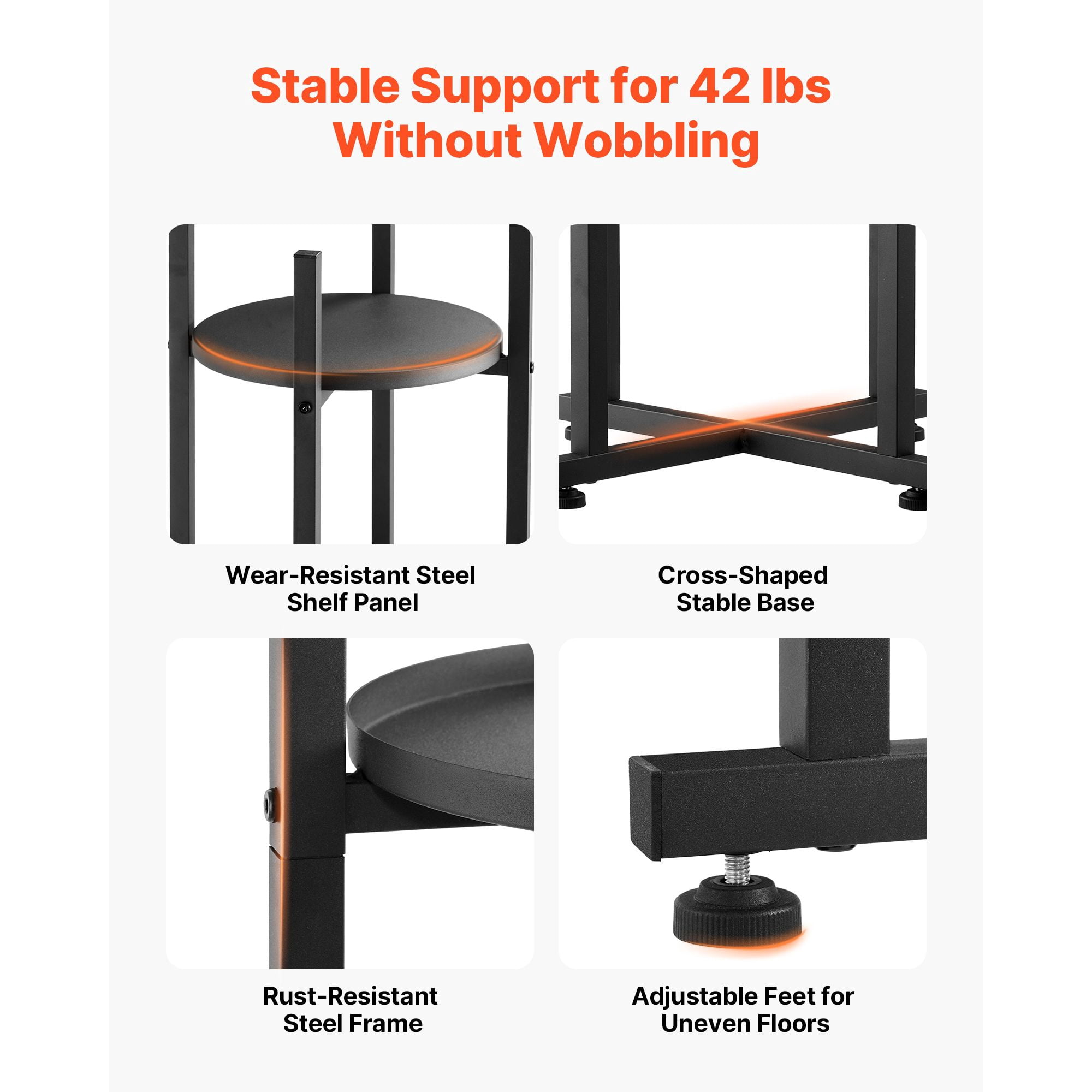 Water Dispenser Stand, 2 Tiers Water Jug Holder for 1 Bottle, Heavy Duty Jug Rack Organizer with Detachable Storage Shelf, Cross-Shaped Stable Base, for Kitchen, Office, Living Room, Black