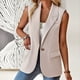 thumbnail image 3 of Chaleco Chaleco sin mangas para mujer Chaleco de verano de ajuste holgado Chaleco con bolsillos Traje diario Cgtredaw Beige T S para Mujer, 3 of 6
