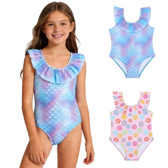 MuXiKeJi Clothes Girls Swimsuit One Piece Size 8 Front Criss Cross Tankini Set Quick Dry & Stretchy Contrast Color Girl Bathing Suit Tween Adjustable Straps Padded Girls' Swimwear with Print Shorts