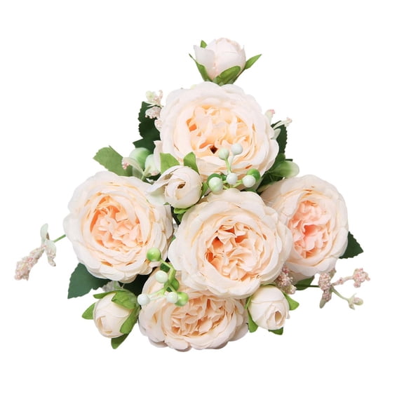 Artificial Peony Bouquet 12.6 Inch Pink Lifelike Fake Peony Flower Arrangement With Greenery For Home Wedding Table Centerpiece Decor