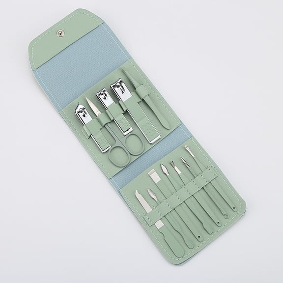 12 Pcs Nail Clipper Manicure Set Fingernail Clippers Kit Stainless Steel Pedicure Kit,Green