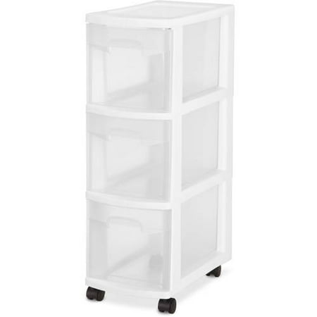 Sterilite 3 Drawer Narrow Cart- White, Set of 3