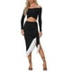 thumbnail image 2 of Falda Bodycon con Flecos INSPIRE CHIC para Mujeres, Falda Midi con Cintura Ajustada y Diseño Asimétrico Negra L, 2 of 6