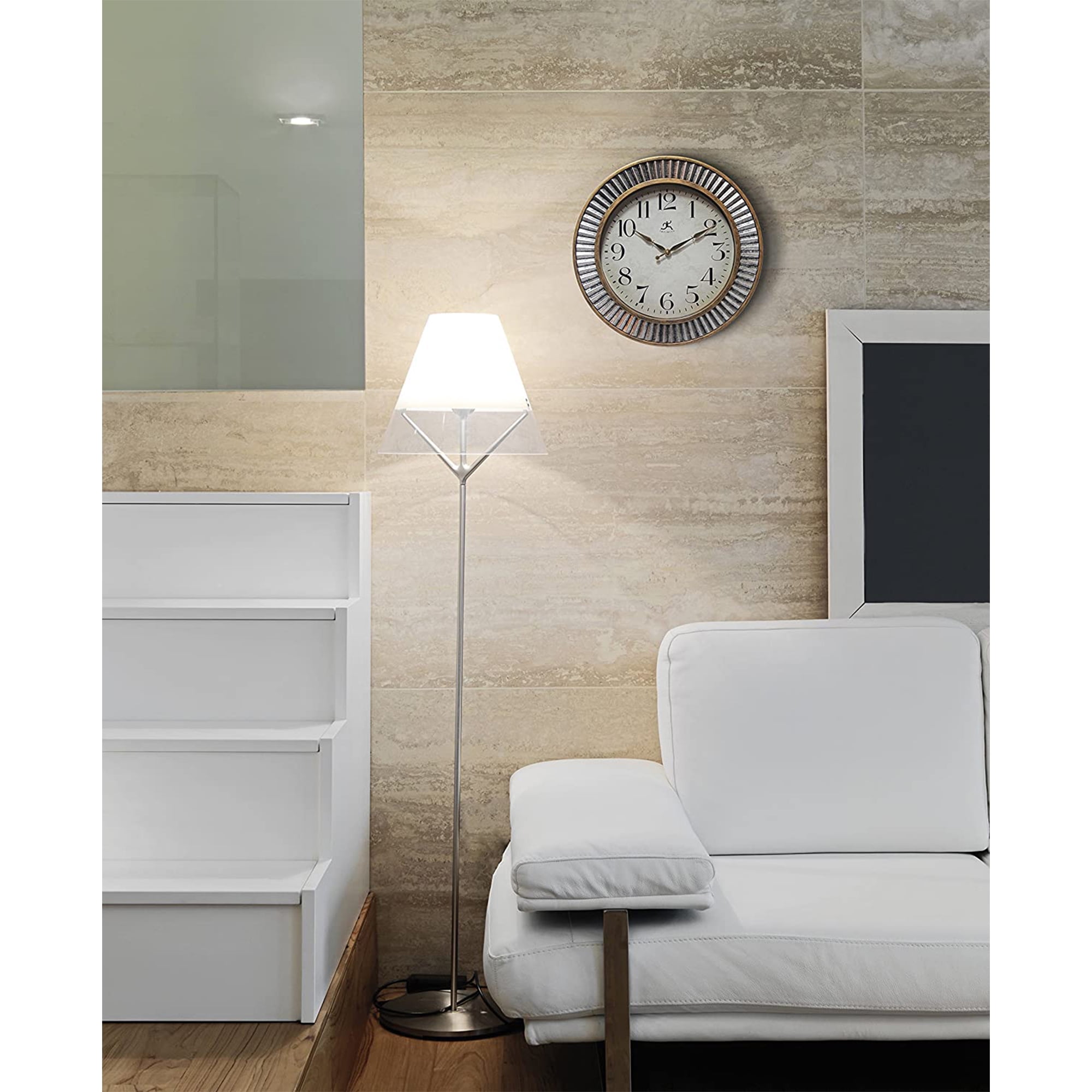 Infinity Instruments 16 Inch Ruche Industrial Metal Wall Clock, Gold and Silver