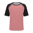thumbnail image 6 of Cotton Like T Shirts for Women Oversized Crewneck Color Block Short Sleeve Shirts Womens Summer Casual Solid Plus Size Round Neck Loose Fits Comfy Raglan Sleeve Tee Tops, 6 of 8