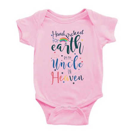 

Hand Picked for Earth By My Uncle In Heaven Funny Baby Boy Girl Jumpsuits