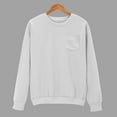 thumbnail image 2 of Womens Long Sleeve Crop Sweatshirt with Chest Pocket Comfy Loose Crewneck Plain Pullover Fall Winter Tops (XL, White), 2 of 5