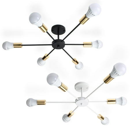 Retro Six Light - Smuxi 6 Lights Retro Vintage Industrial Edison Pendant Lights Lamp Barn Metal Flush Mount Pendant Lamp For Living Room