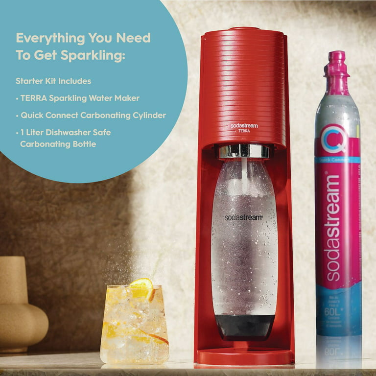  SodaStream Terra Sparkling Water Maker Bundle (Misty Blue),  with CO2, DWS Bottles, and Bubly Drops Flavors: Home & Kitchen