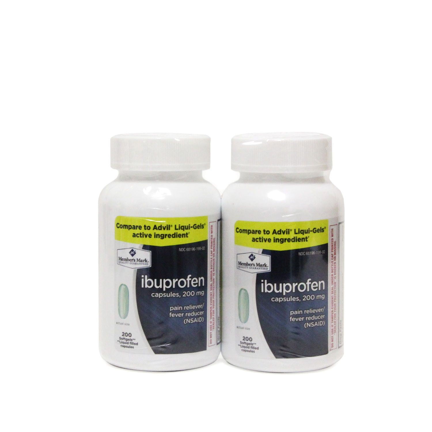 Member's Mark Ibuprofen Capsules, 200 Ct (Pack of 2)