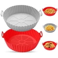thumbnail image 4 of Shoreew 2Pcs Non-Stick Silicone Liner Mat 8-Inch Square Air Fryer Pad for 4-7 QT Air Fryers Heat Resistant Dishwasher Safe BPA-Free Cooking Accessory, 4 of 7