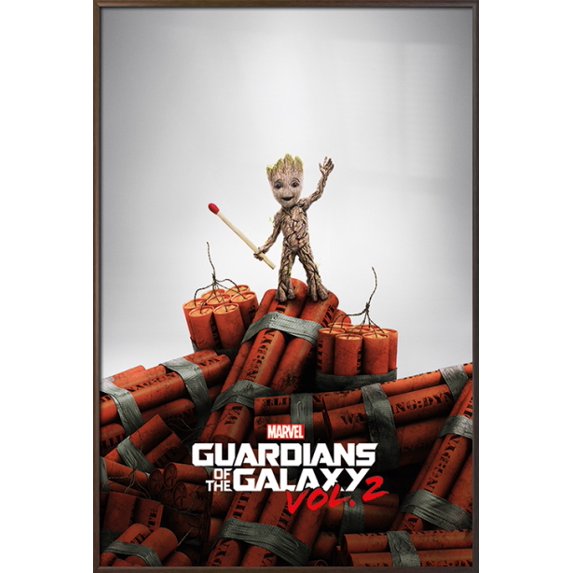 Guardians Of The Galaxy Vol. 2 - Framed Movie Poster / Print (Baby Groot On Dynamite) (Size: 24" x 36")