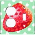 thumbnail image 4 of Metal Light Switch Plate Cover Ripe Red Strawberry Green Polka Dots FUT006, 4 of 13