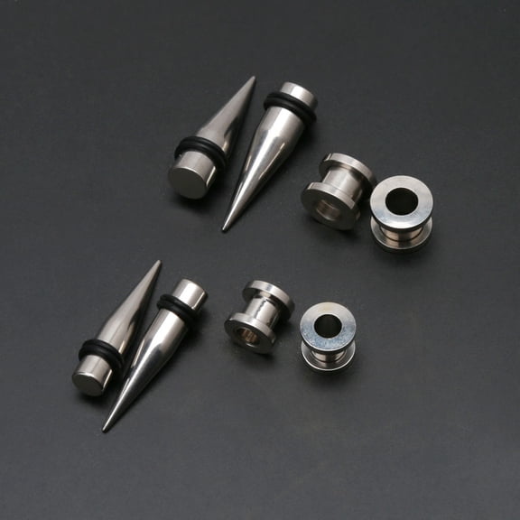 GENEMA 2 Pairs 1g 7mm and 9mm 316L Stainless Steel Ear Eyelets Tapers and Tunnels Ear Studs Stretching Tools Kit Body Jewelry