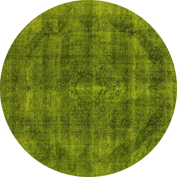 Ahgly Company Indoor Round Oriental Yellow Industrial Area Rugs, 4' Round