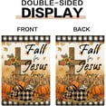 thumbnail image 6 of Fall For Jesus Garden Flag He Never Leaves Cross Pumpkins Maple Leaves for Outside Party Fall Thanksgiving Holiday Farmhouse Decoration 12.5 x 18 Inch, 6 of 6