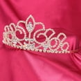 thumbnail image 4 of CIMAXIC Wedding Bridal Prom Shining Crystal Rhinestones Crown Tiara Headband (Gold),6.1"X5.12"X0.16", 4 of 5