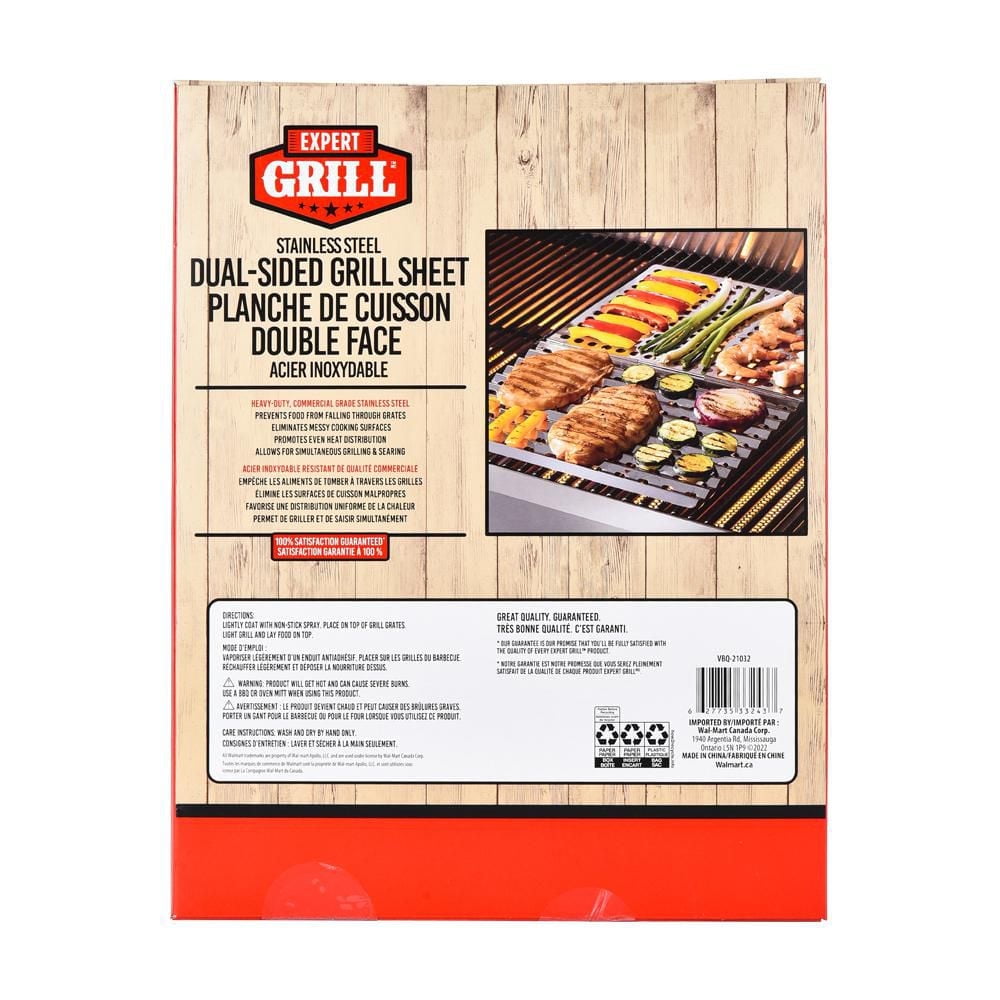 EXPERT GRILL STAINLESS STEEL DUAL-SIDED GRILL SHEET, STAINLESS STEEL DUAL-SIDED GRILL SHEET