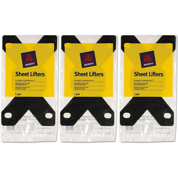 Pack Value Bundle) Triangle Shaped Sheet Lifter for Three-Ring Binder, Black, 2/Pack