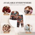 thumbnail image 7 of Saiise Flower Crown Cat Print Women Soft Pajama Sets,Long Sleeve Sleepwear Button Up 2-Piece Pjs Lounge Sets-Small, 7 of 7