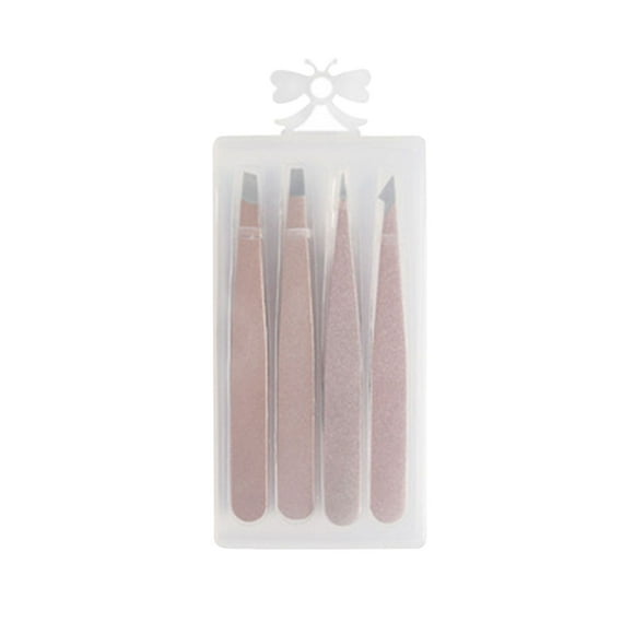 Xihbxyly Pinzas de Acero Inoxidable, Juego de 4 Pinzas de Precisión, Diseño Ergonómico para Mayor Comodidad, Material Resistente a La Oxidación, Ideal para Depilación de Cejas, Aplicación de Pestañas