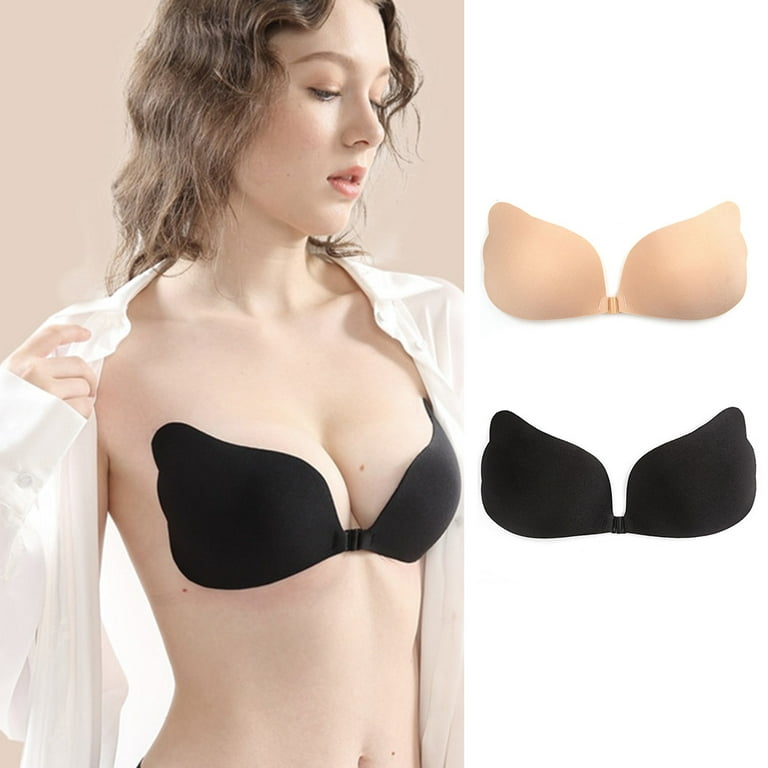 GENEMA Women Strapless Wing Sticky Bra Adhesive Invisible Front Buckle  Nipple Cover Pad 