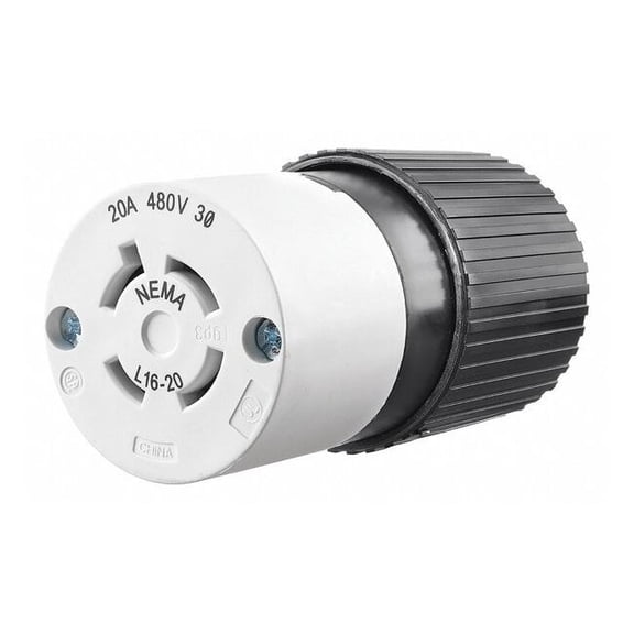 Bryant Locking Connector,Black/White,480VAC 71620NC