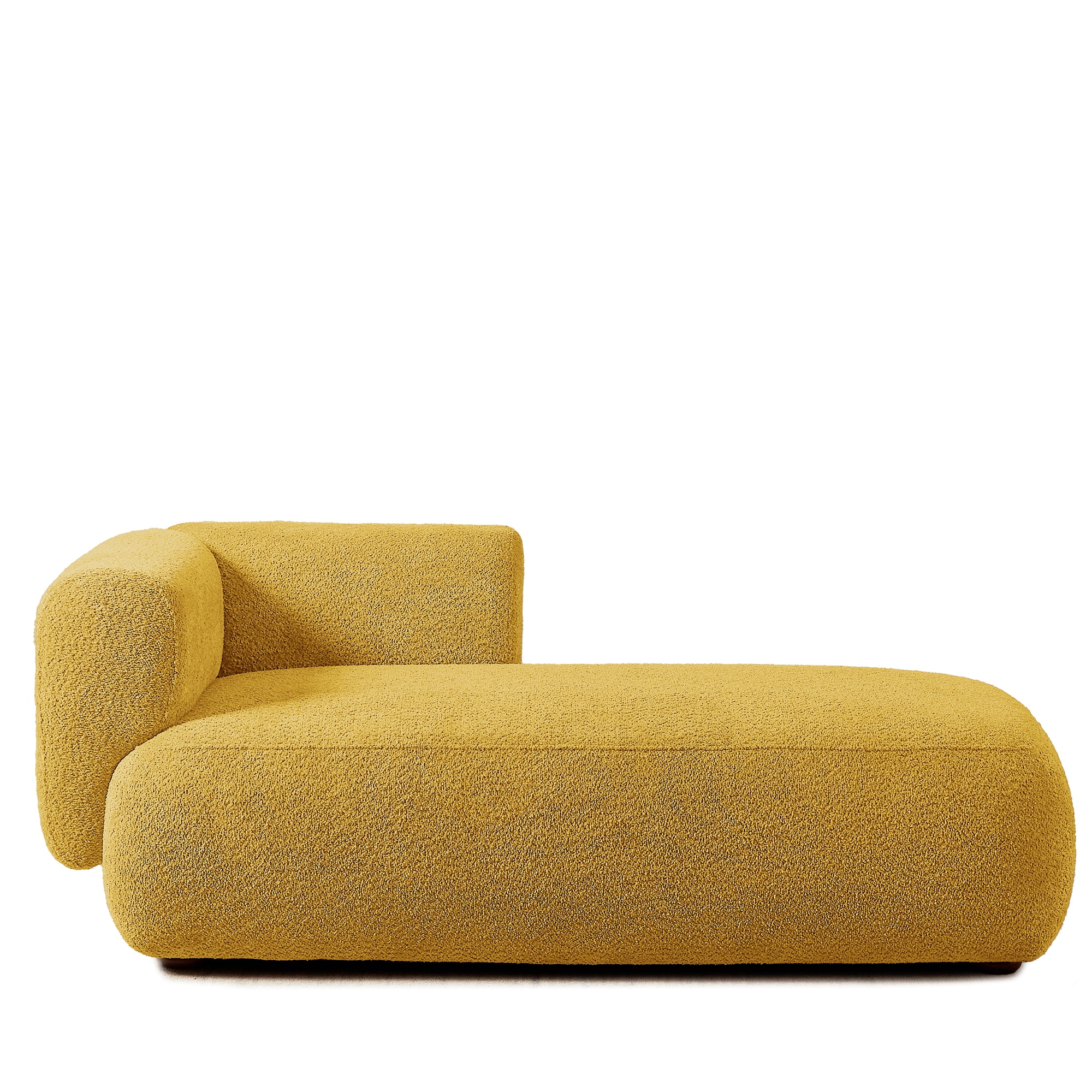 Miniyam Boucle Chaise Lounge Chair, One Arm Upholstered Chaise Sofa with Single-Sided Back and Legs for Living Room, Yellow