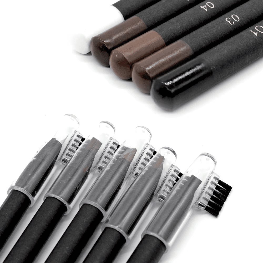Waterproof Permanent Makeup & Microblading Wax Grease Pencils Eyebrow Lip Design (3 Pencils, Brown 7 Coffee Brown)